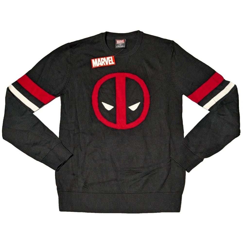 MARVEL‎ DEADPOOL Men Small Pullover Black Bioworld Sweater NEW